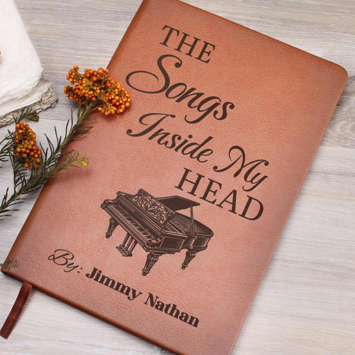 Personalized Pianist Journal | "The Songs Inside My Head" Custom Leather Notebook & Songwriting Gift