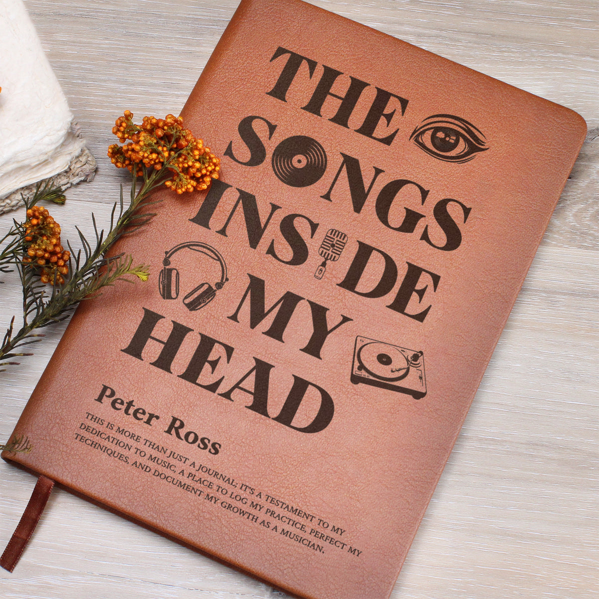 Personalized Musician Journal | "The Songs Inside My Head" Custom Leather Notebook & Songwriting Gift