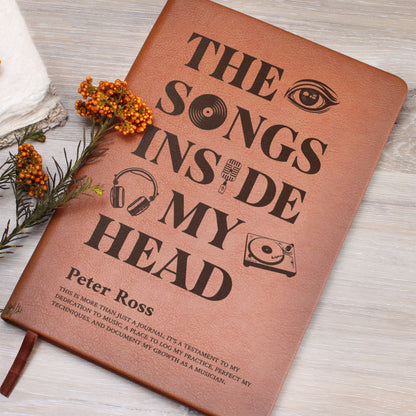 Personalized Musician Journal | "The Songs Inside My Head" Custom Leather Notebook & Songwriting Gift