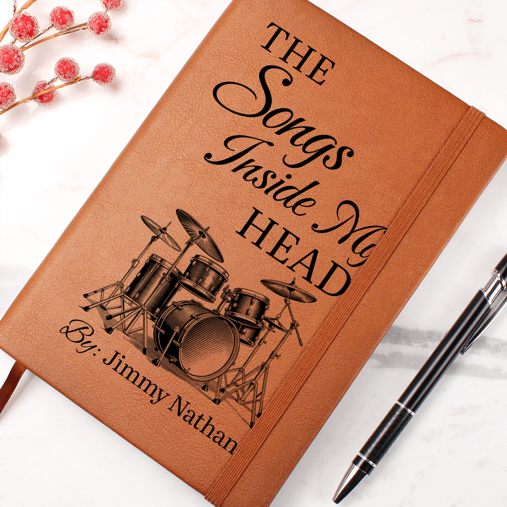Personalized Drummer Journal | "The Songs Inside My Head" Custom Leather Notebook & Songwriting Gift