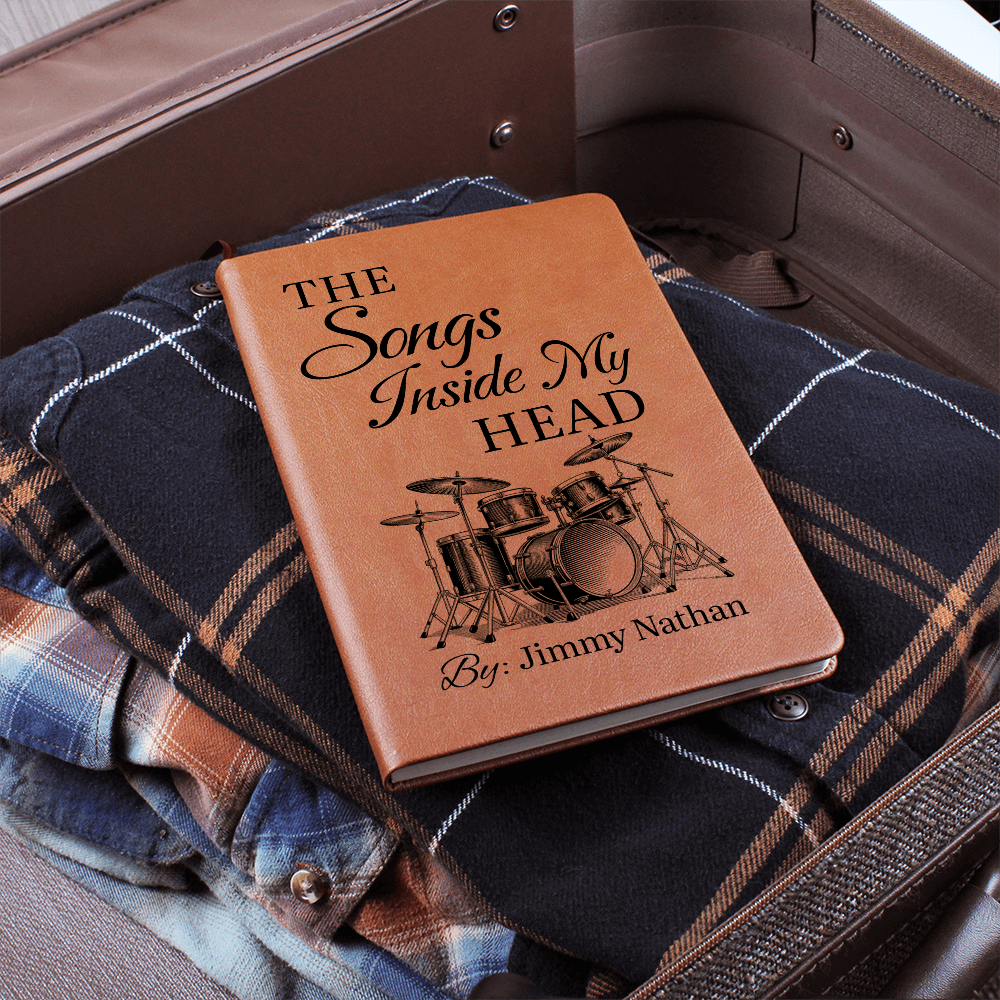 Personalized Drummer Journal | "The Songs Inside My Head" Custom Leather Notebook & Songwriting Gift