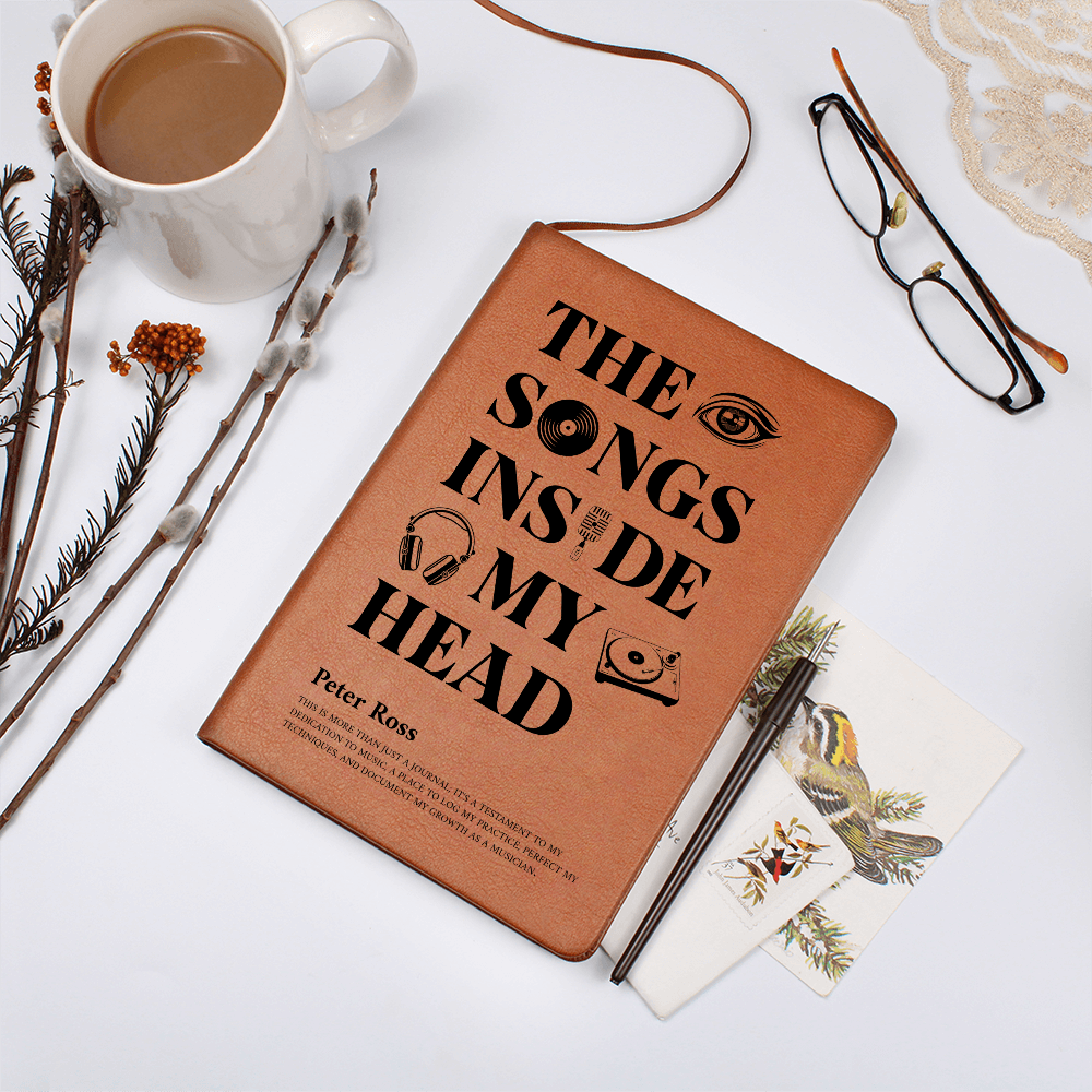Personalized Musician Journal | "The Songs Inside My Head" Custom Leather Notebook & Songwriting Gift