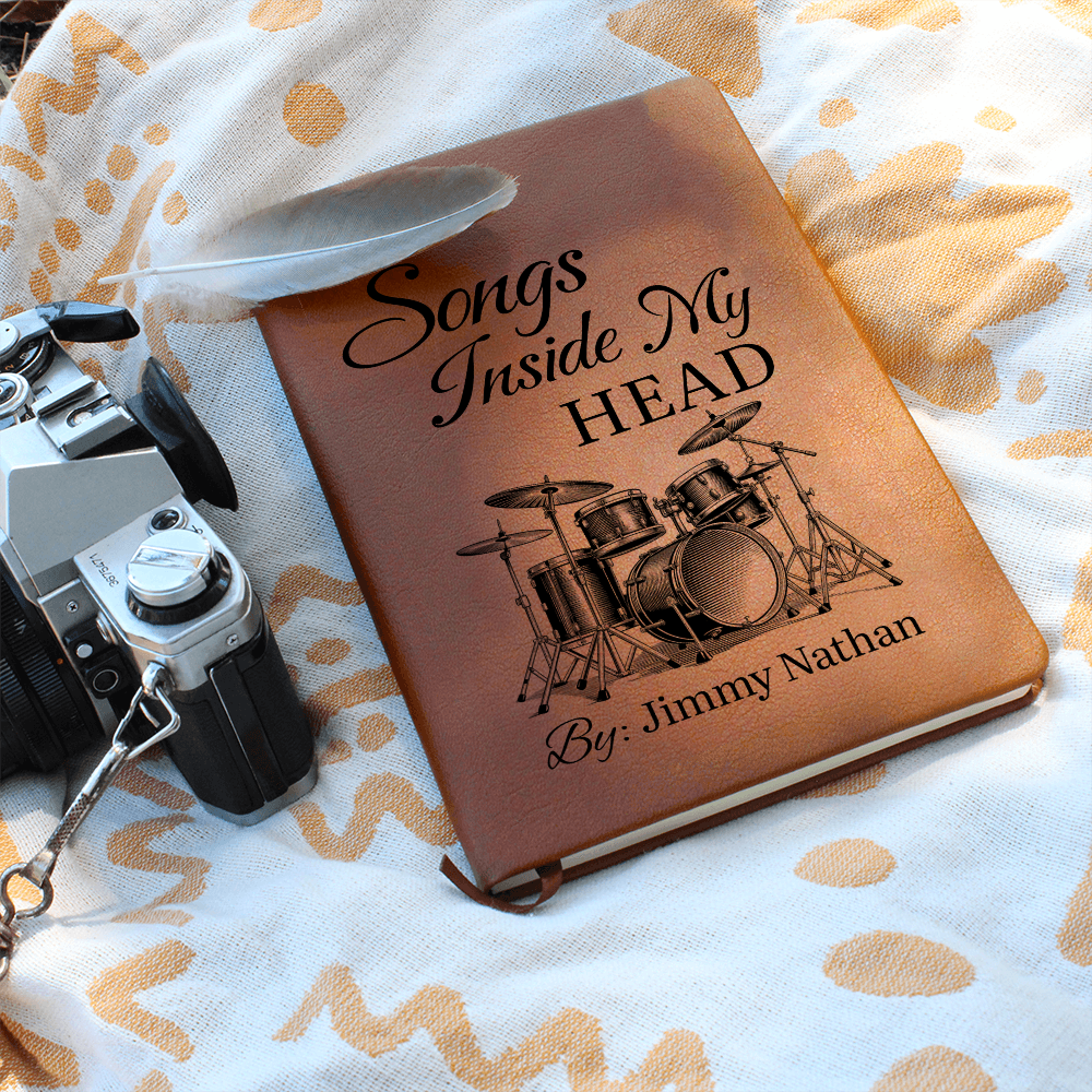 Personalized Drummer Journal | "The Songs Inside My Head" Custom Leather Notebook & Songwriting Gift
