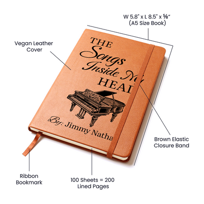 Personalized Pianist Journal | "The Songs Inside My Head" Custom Leather Notebook & Songwriting Gift