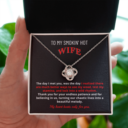 Gift for Drummer's Wife Girlfriend | "Better Ways to Use My Wood" Love Knot Necklace Jewelry Set