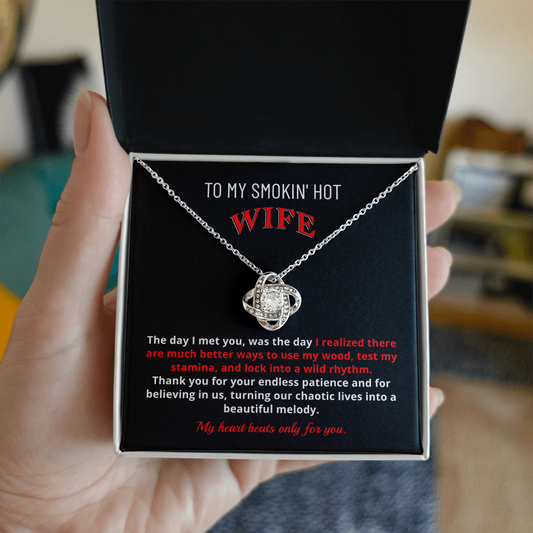 Gift for Drummer's Wife Girlfriend | "Better Ways to Use My Wood" Love Knot Necklace Jewelry Set