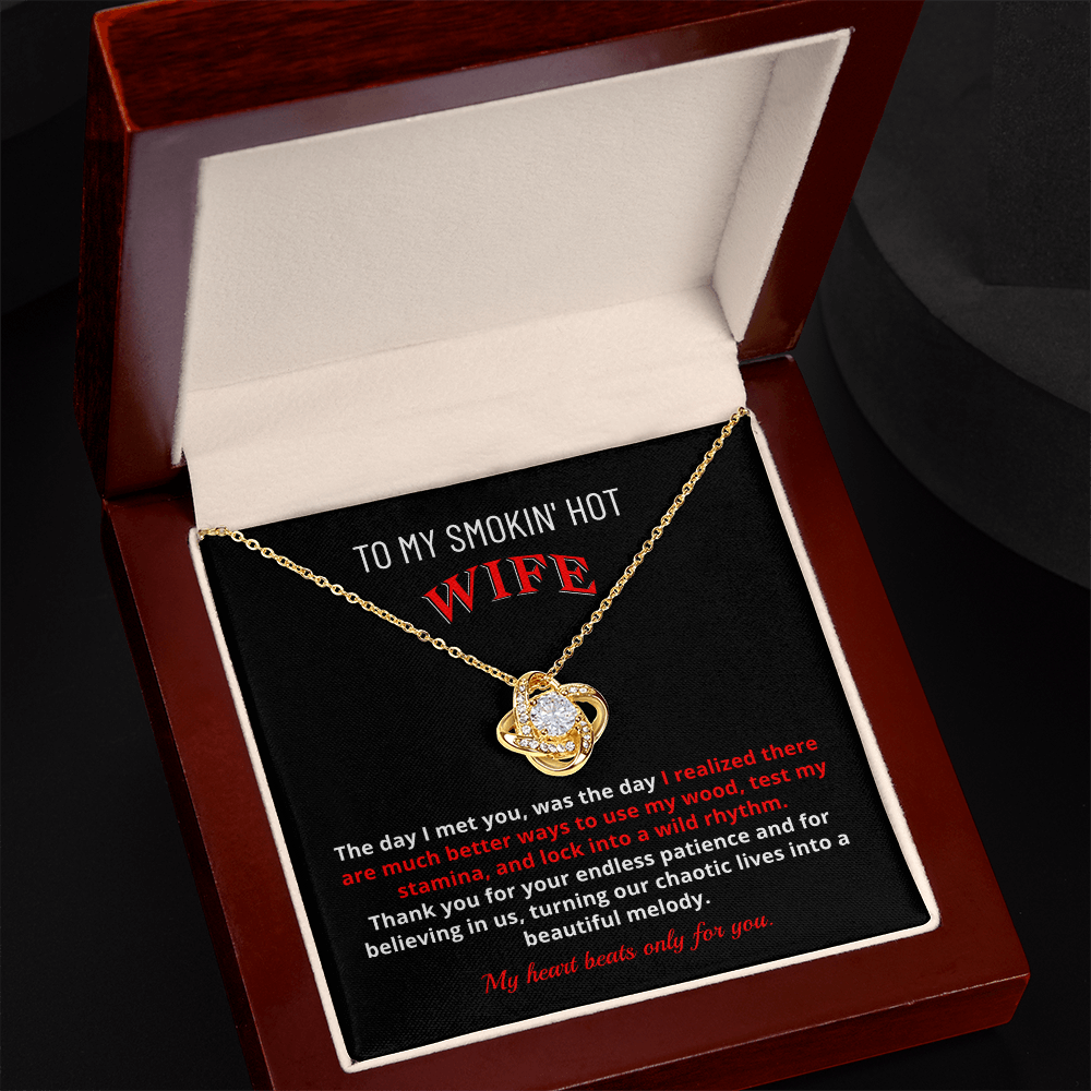 Gift for Drummer's Wife Girlfriend | "Better Ways to Use My Wood" Love Knot Necklace Jewelry Set