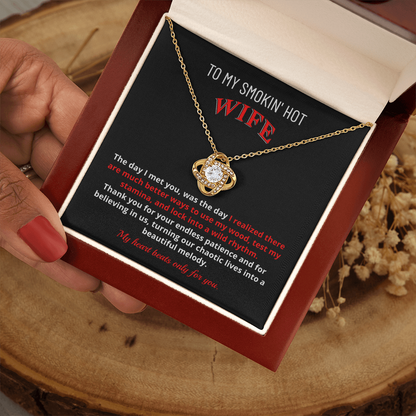Gift for Drummer's Wife Girlfriend | "Better Ways to Use My Wood" Love Knot Necklace Jewelry Set
