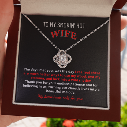Gift for Drummer's Wife Girlfriend | "Better Ways to Use My Wood" Love Knot Necklace Jewelry Set