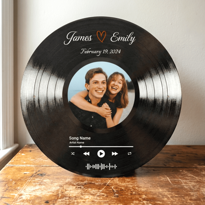 Custom Song Plaque with Picture & Vinyl Record Metal Sign | Personalized Anniversary Music Gifts
