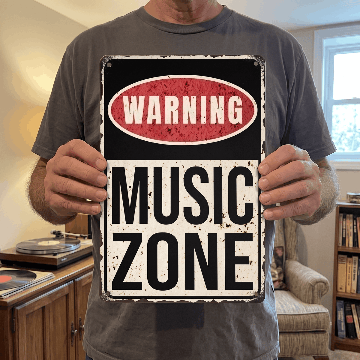 Music Zone Metal Sign | Funny Music Room Decor & Music Studio Plaque