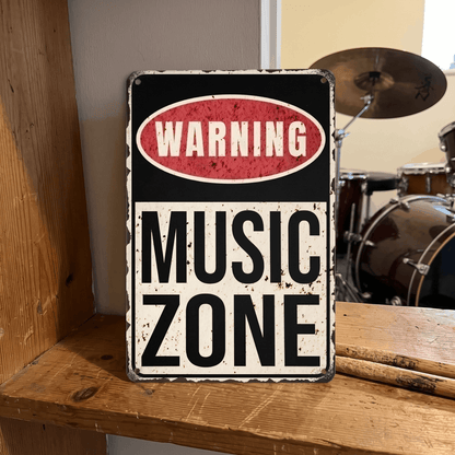 Music Zone Metal Sign | Funny Music Room Decor & Music Studio Plaque