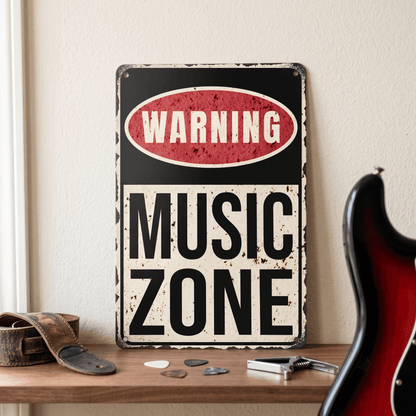 Music Zone Metal Sign | Funny Music Room Decor & Music Studio Plaque