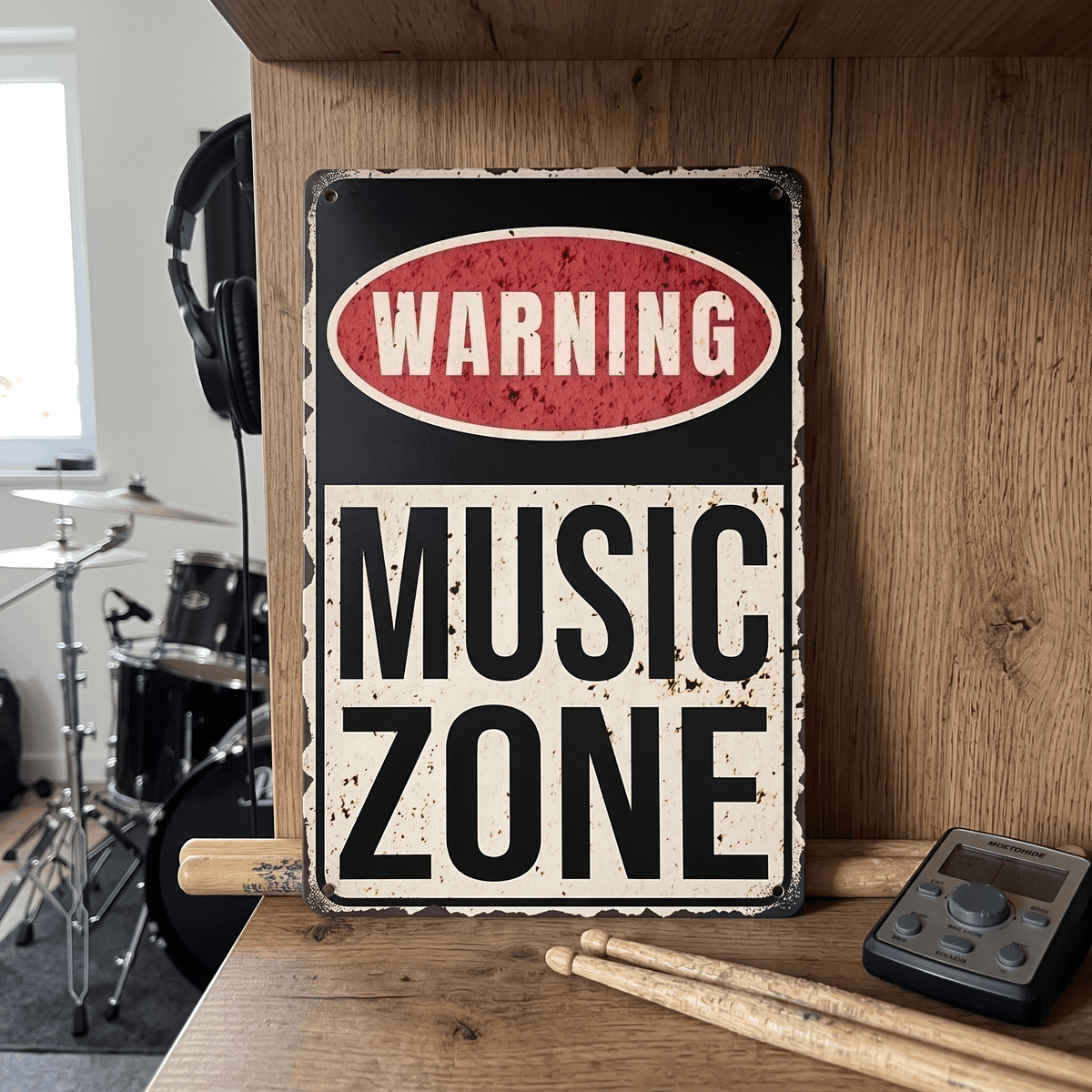 Music Zone Metal Sign | Funny Music Room Decor & Music Studio Plaque
